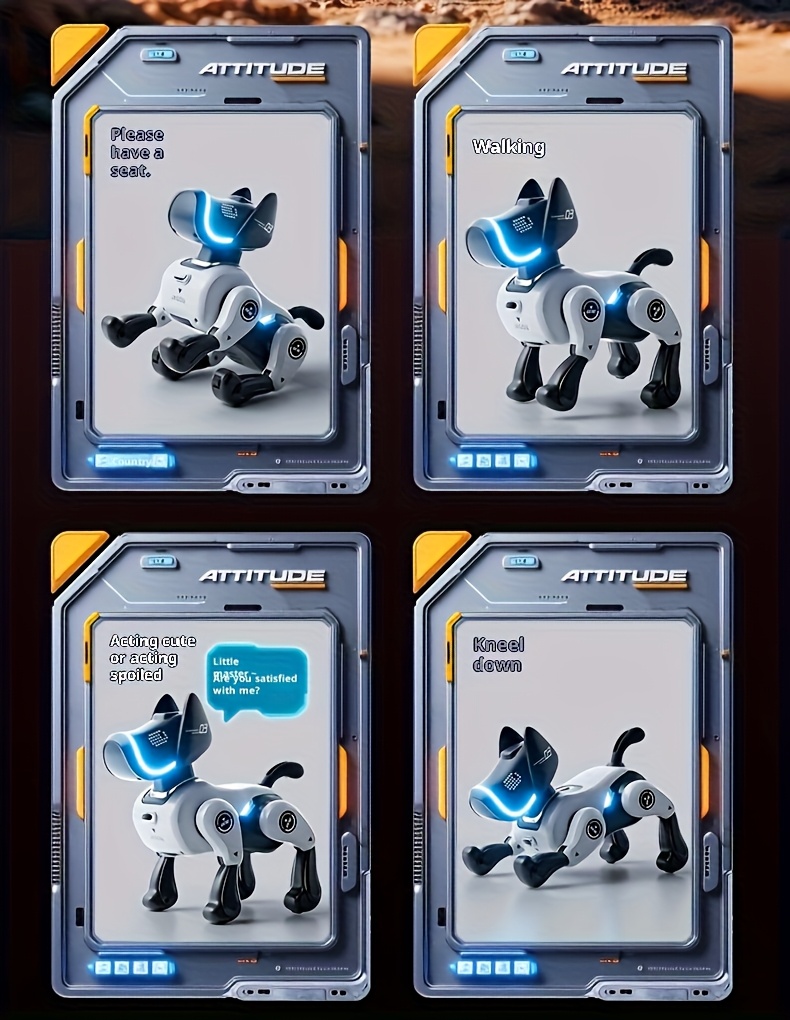 Intelligenter Roboterhund, elektrischer ferngesteuerter gehender Technologiehund, elektronisches Haustierhund, ferngesteuerter Spielzeugroboter, ferngesteuertes Auto, Spielzeugauto, elektronisches Haustier, intelligenter interaktiver Tanz-Roboterhund, programmierbarer Roboterhund, berührbar