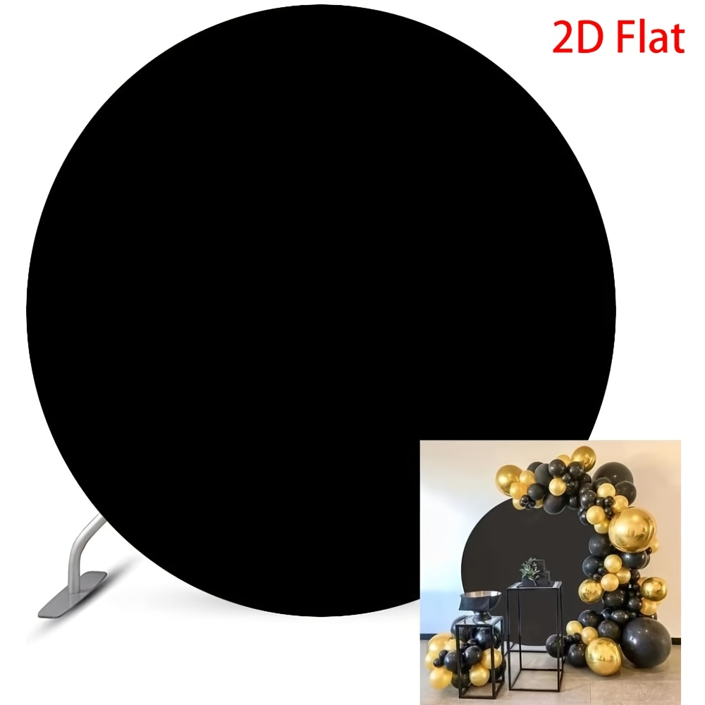 TEMU 2d Flat, 1pc, 2d Flat Printing Round Elastic, Flat Surface, 1pc Pack, Banner, Black Round Background, Ideal For Birthday Celebration Photography