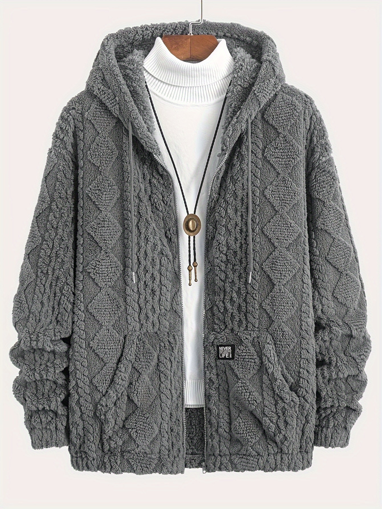 casaco masculino estiloso com de pelúcia Temu Brazil