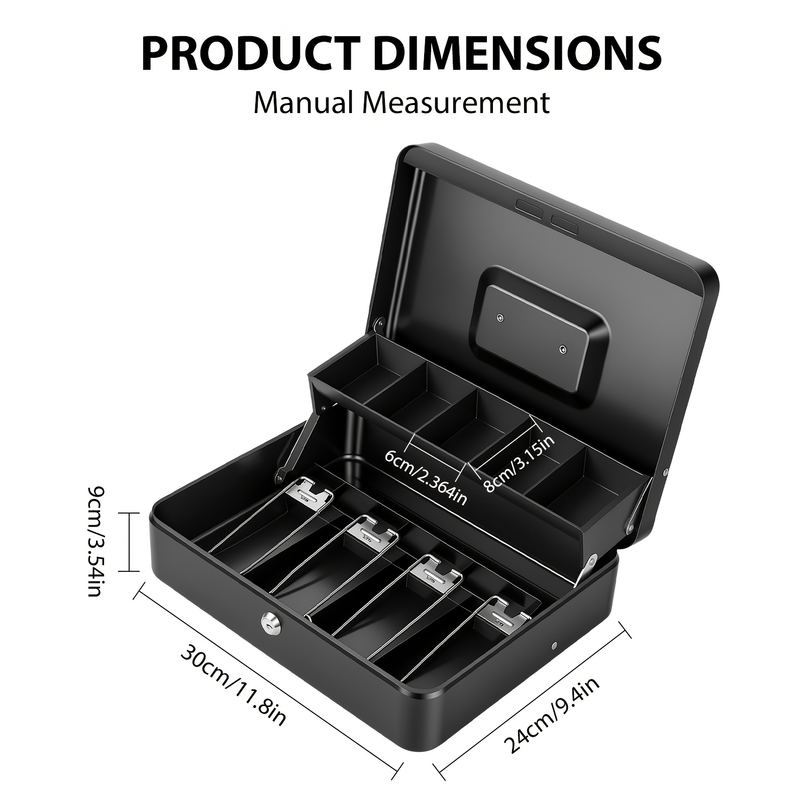 Secure Cash Box With Key Lock And Carry Handle - Durable Safe With Tray, Safe Box With Key Lock And Money Tray, Durable Metal Box For And , Box With A Lock And A Handle, A Coin Sorting Storage Box