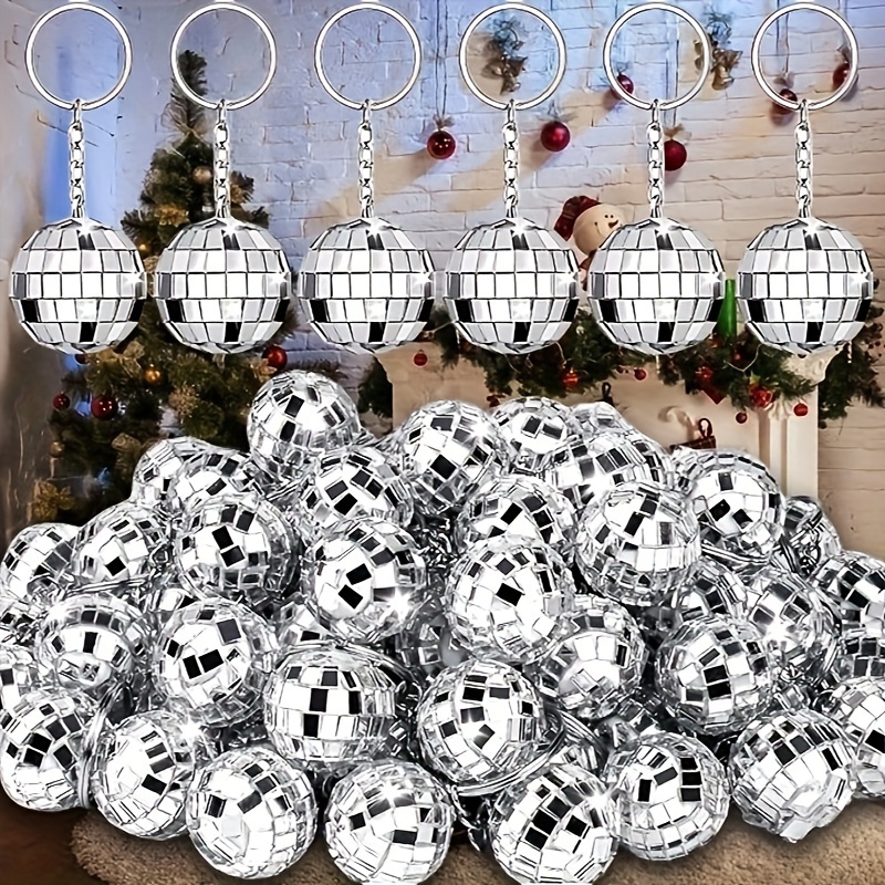 

60pcs/20set, Polyester Disco Lens Ball Keychain Tote Bags, Organza Candy Packaging, Party Favor Thank You Gift Bags With Card Hanging Sign, Wedding & Event Supplies