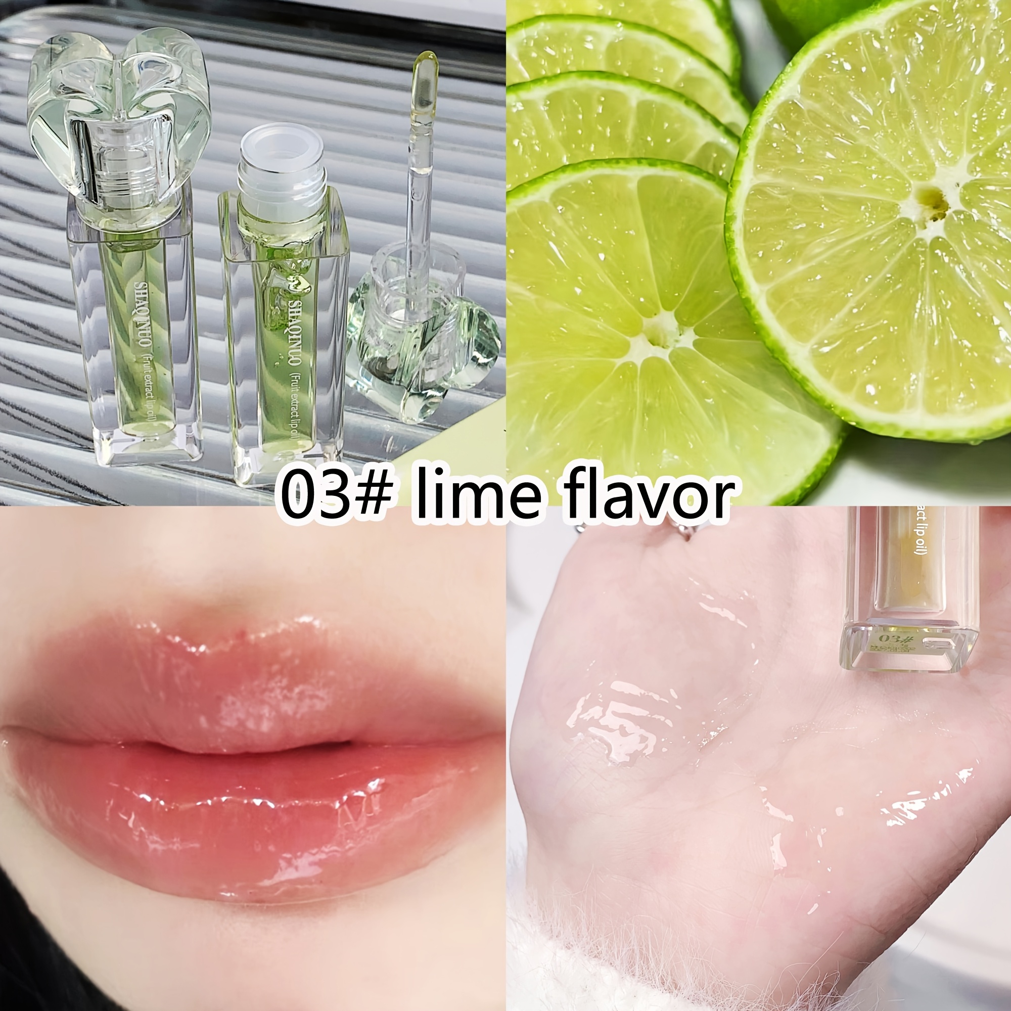 1pc Hydrating Fruit-flavored Lip Oil Gloss - Sparkling Glass Lip Gel With Peach & Grape Flavors, Moisturizing Jelly Lip Tint Suitable For Skin Types, Liquid Lip Nourishment