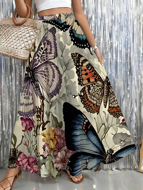 womens skirt with pockets featuring pattern suitable for casual beach trips office wear and festival events lightweight and flowy ideal for fall season