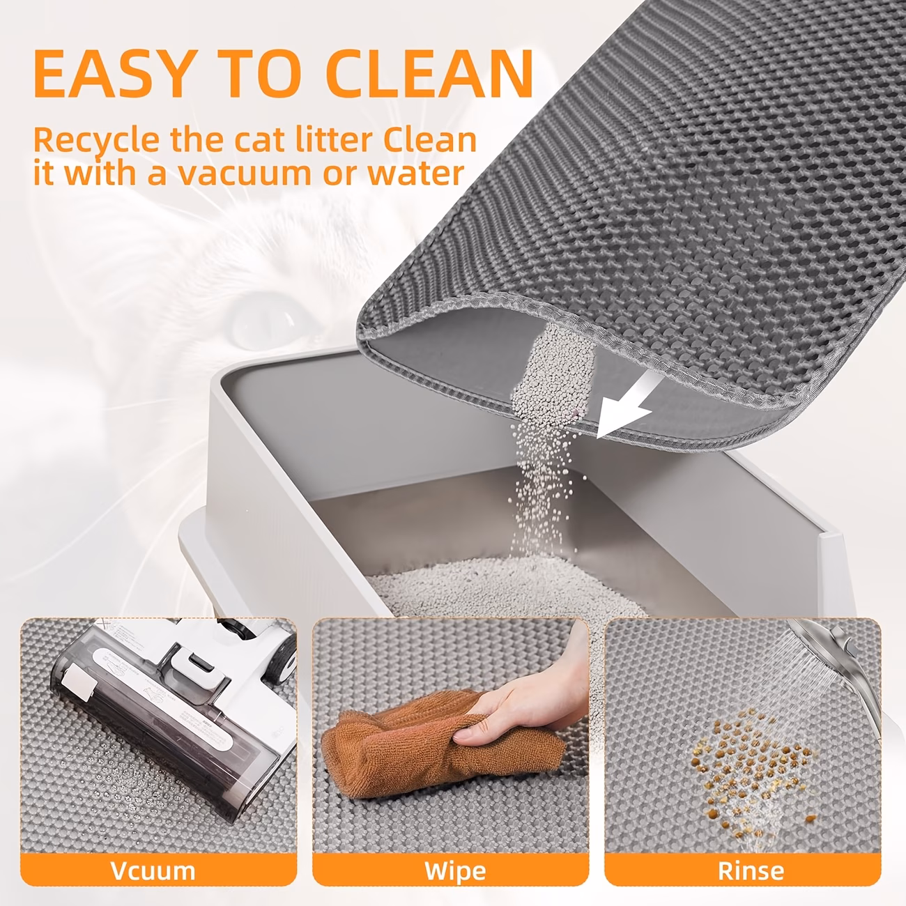cat litter trapping mat double layer honeycomb design mat with large aperture for litter recycling urine proof litter box mat multi size full coverage pad khaki green Product details 0