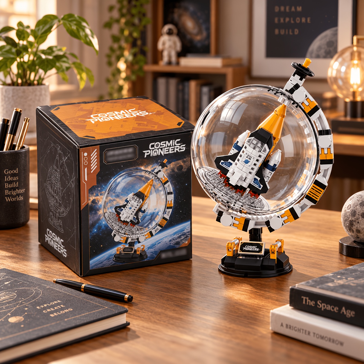 TEMU Série Exploration : de Construction sur le Thème - Modèles d'Astronaute, de et de Satellite. Ornement Créatif d'Affichage en Circulaire. Design