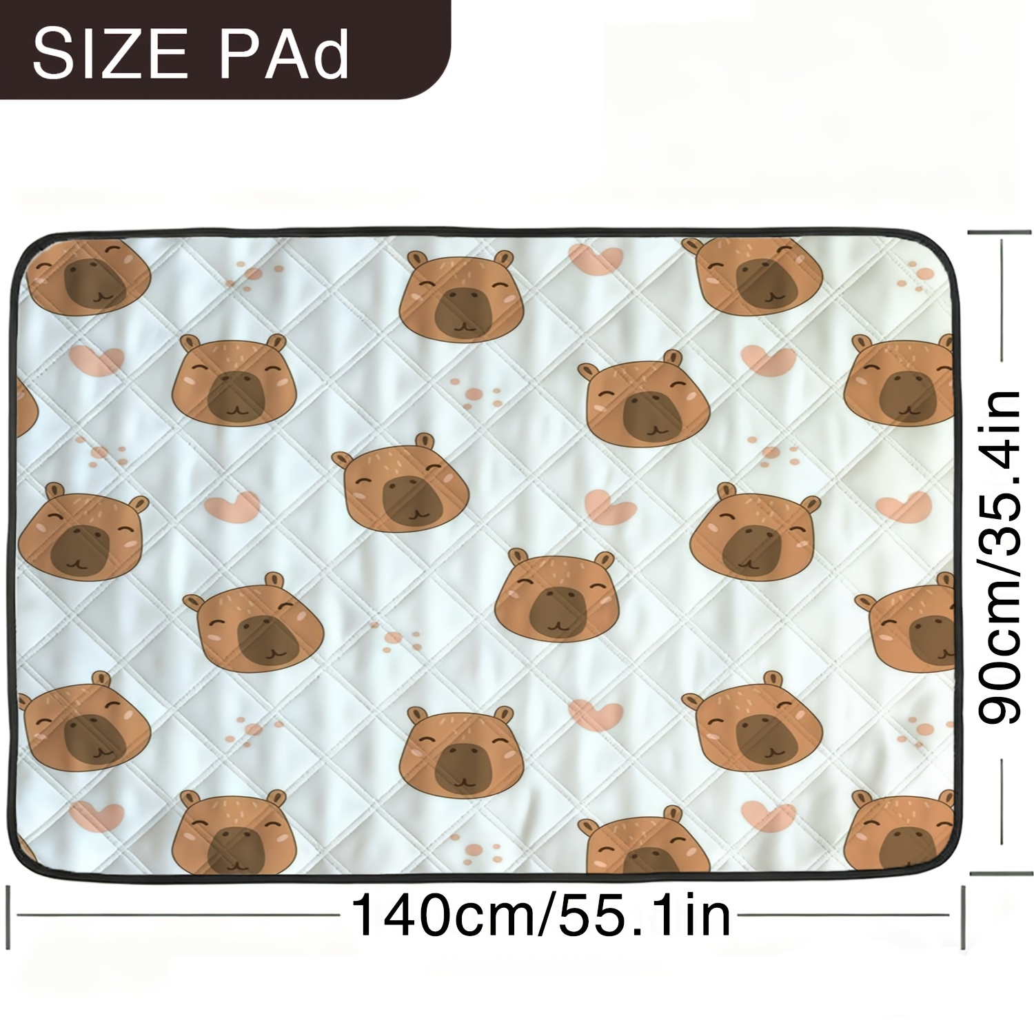 TEMU 1pc 1pcs Ywjhui Washable & Reusable Puppy Training Pad Suitable For Dogs, Durable Pet Potty With Cute Capybara, Easy Clean, Floors, Ideal For