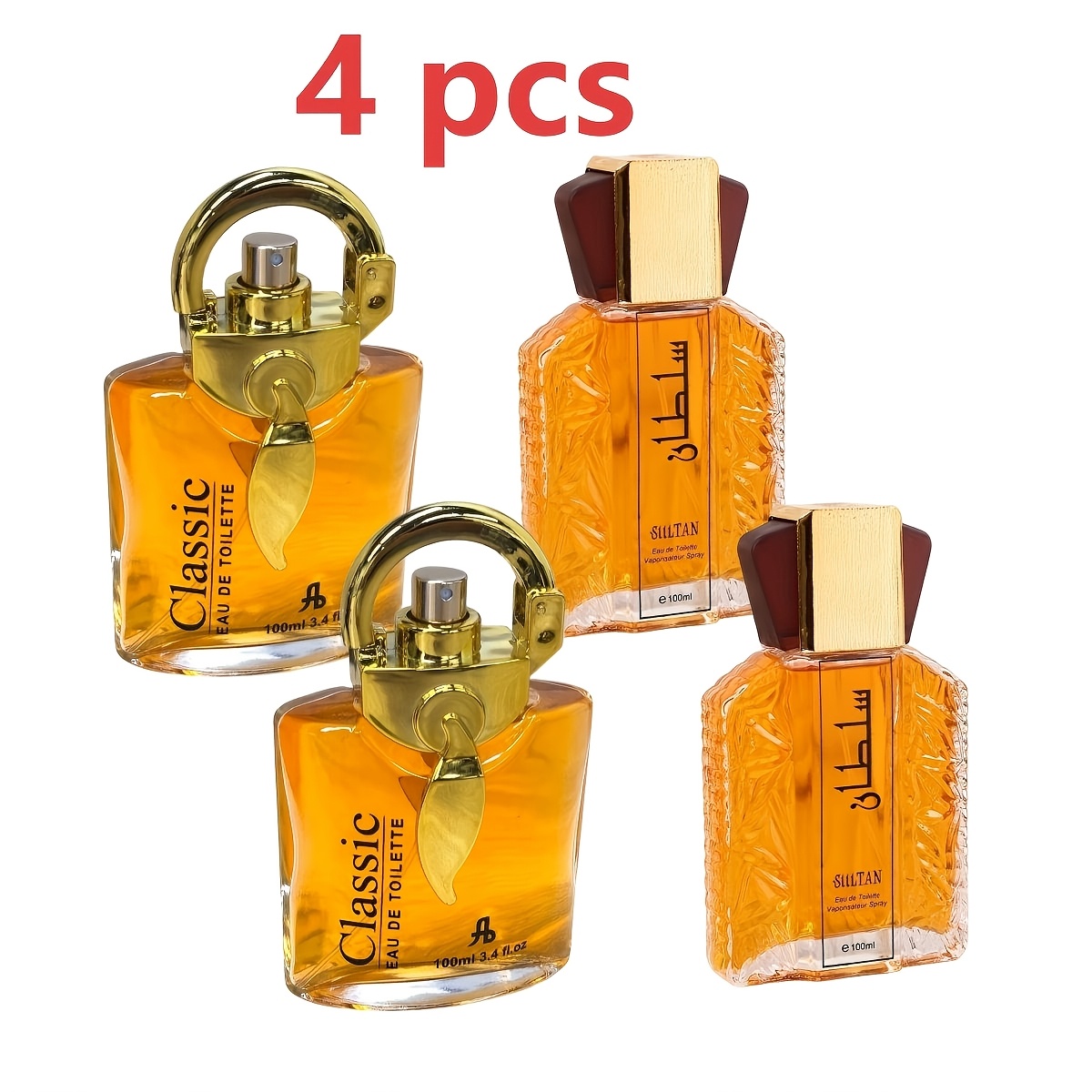 Image of 4-bottle Set | Middle Eastern & Body Fragrance Collection | 2×100ml Classic Lock-cap Osmanthus Scent And 2×100ml Amber Milk Fragrance | Ideal For Daily Use And Holiday Gifts Such As Valentine's Day