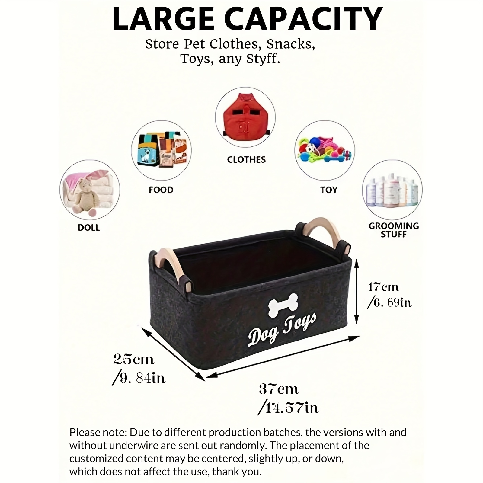 TEMU Large Capacity Foldable Customized Pet Toy Box With Name. Perfect For Placing Dog Toy. Felt Pet Toy, Dog Toy Box Basket - Dog Toy, Blanket,