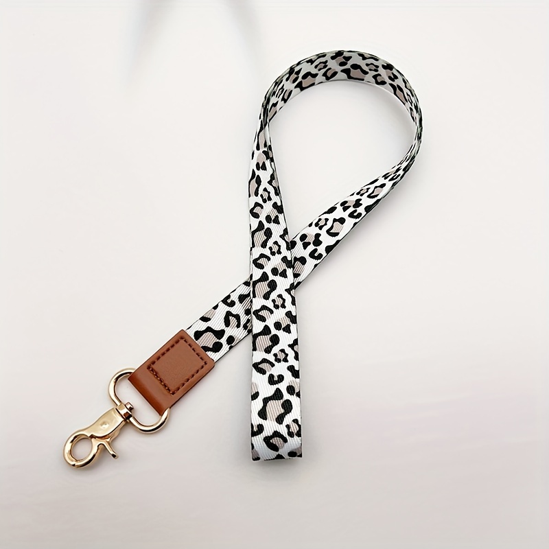 A Unisex Thickened Polyester Webbing Keychain With Cow Print And Leopard Print, Phone Lanyard, Key Strap, Id Badge Holder, Gift For