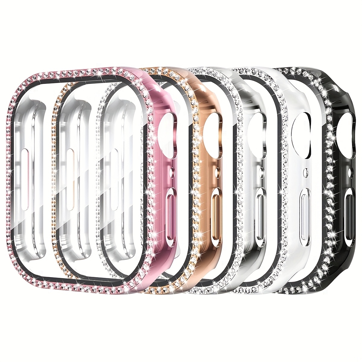 TEMU Custodia per Apple Watch da 5 pezzi/set per , con decorazione a strass lucidi, , , -caduta, 2 in 1, ultra , in vetro temperato protettivo per ,