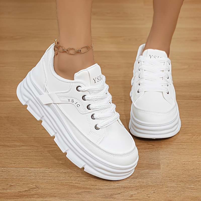 E-shop Damen-Sneaker, Laufschuhe, Freizeitschuhe, vielseitig für alle Jahreszeiten, einfache weiße bequeme Büroschuhe mit dicker Sohle, Damenschuhe