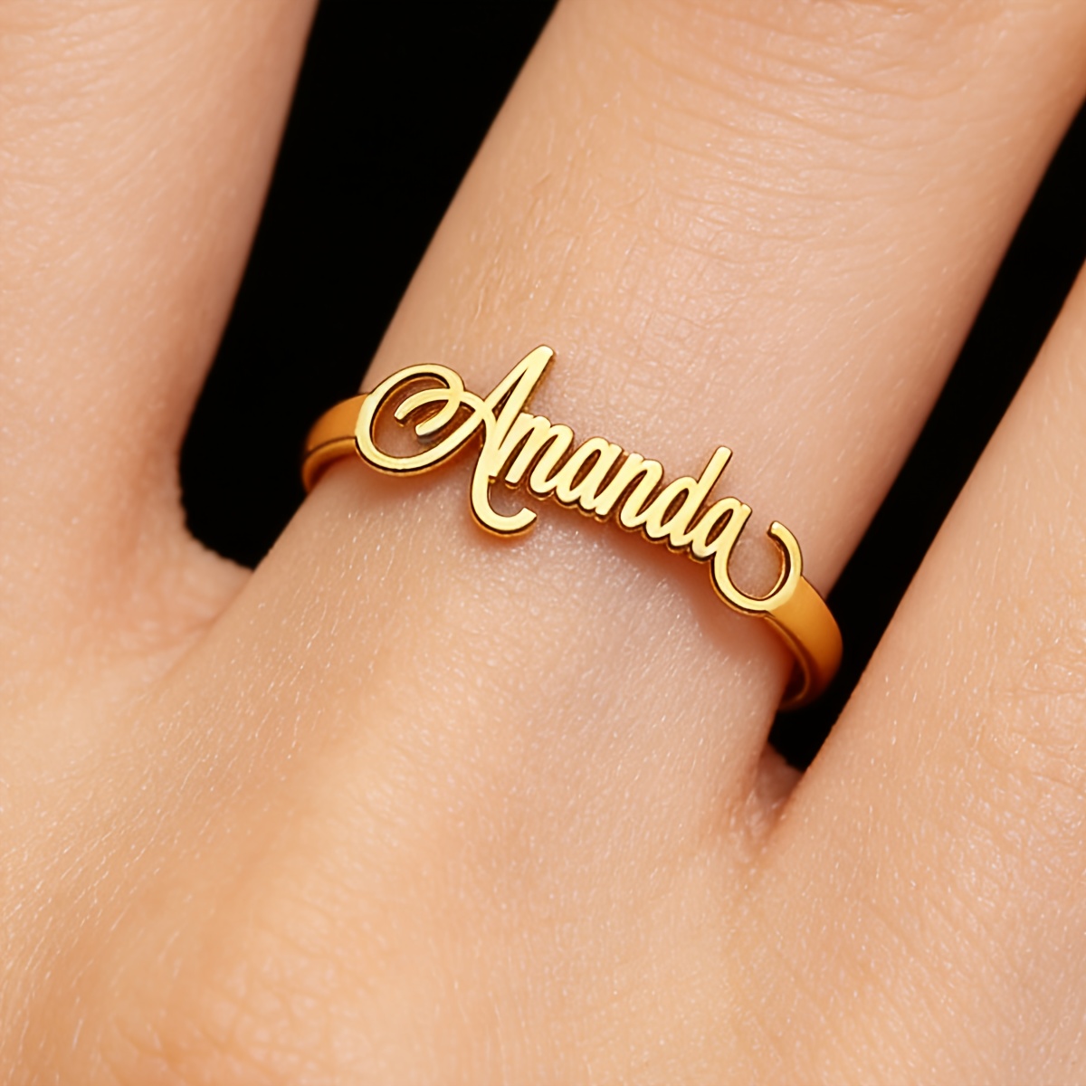 TEMU 1pc 1pcs Women's Custom Name/initials/date/message Ring - Personalized Engravable 304 Stainless Steel Open Suitable For Valentine's Gift,