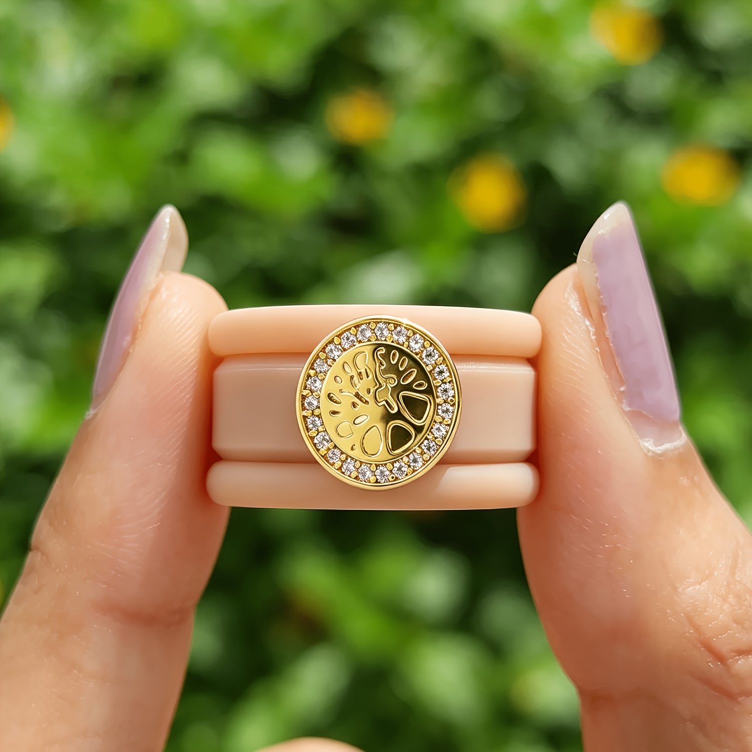 3pcs 14K Golden Plated Khaki Silicone Rings Set