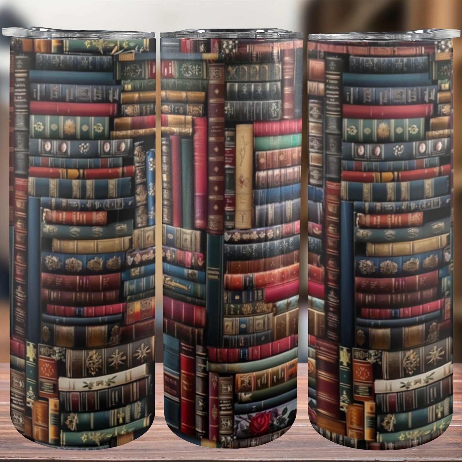 

1pc 20oz Stainless Steel Insulated Water Cup With Sunlight Patterned Books Text - Perfect Mother's Day Gift With Straw Included, Christmas Gifts, Valentine's Day Gifts