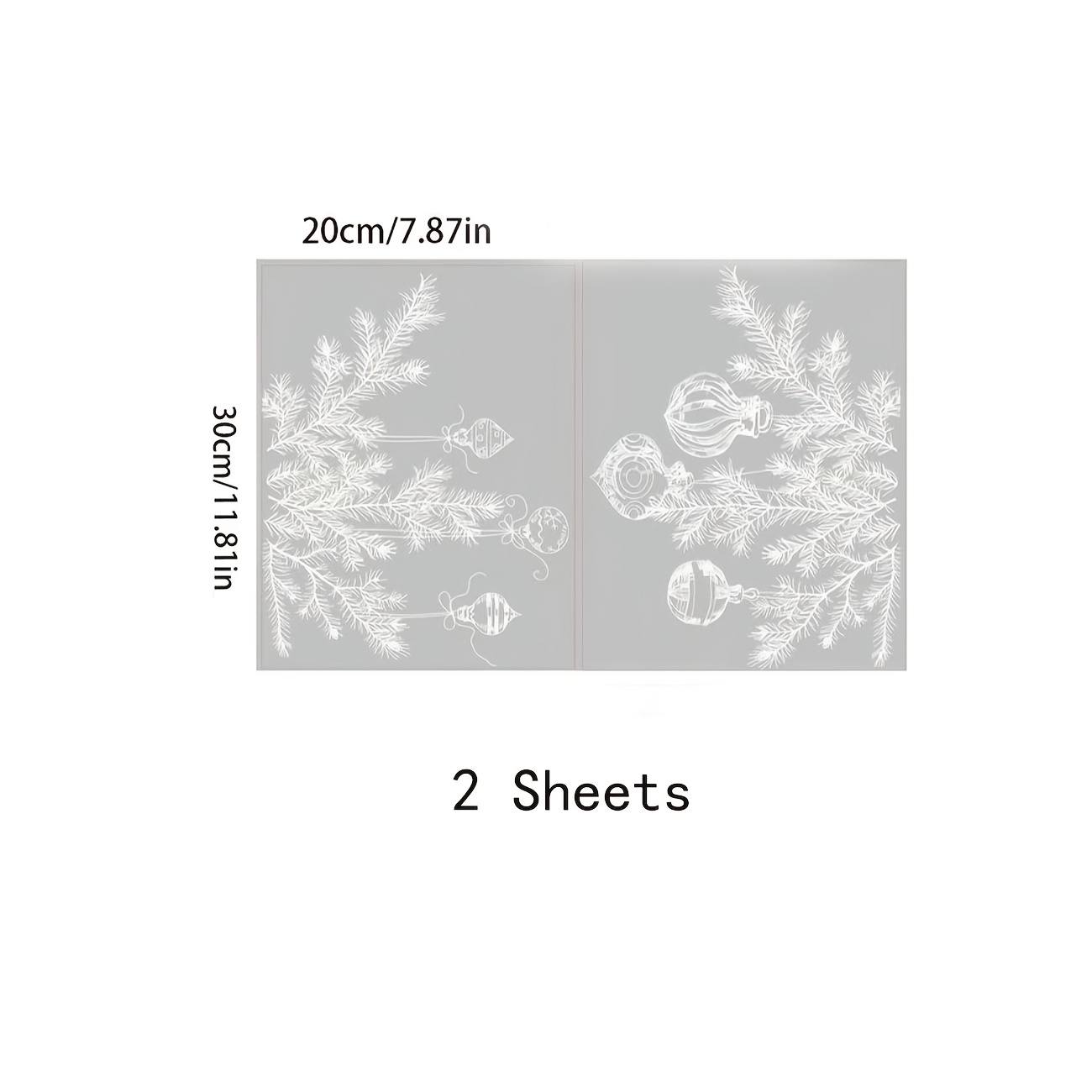 TEMU 2d Flat, 2pcs Of 2d Flat Outline Pine Branch And Colored Ball Hanging Ornament Christmas Electrostatic Glass Stickers, Glue-free Electrostatic