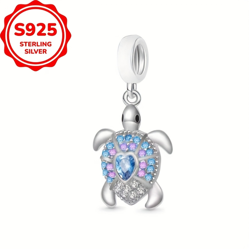 1pc 925 925 Silvery Colorful Turtle Pendant Charms Beads For Making Gift