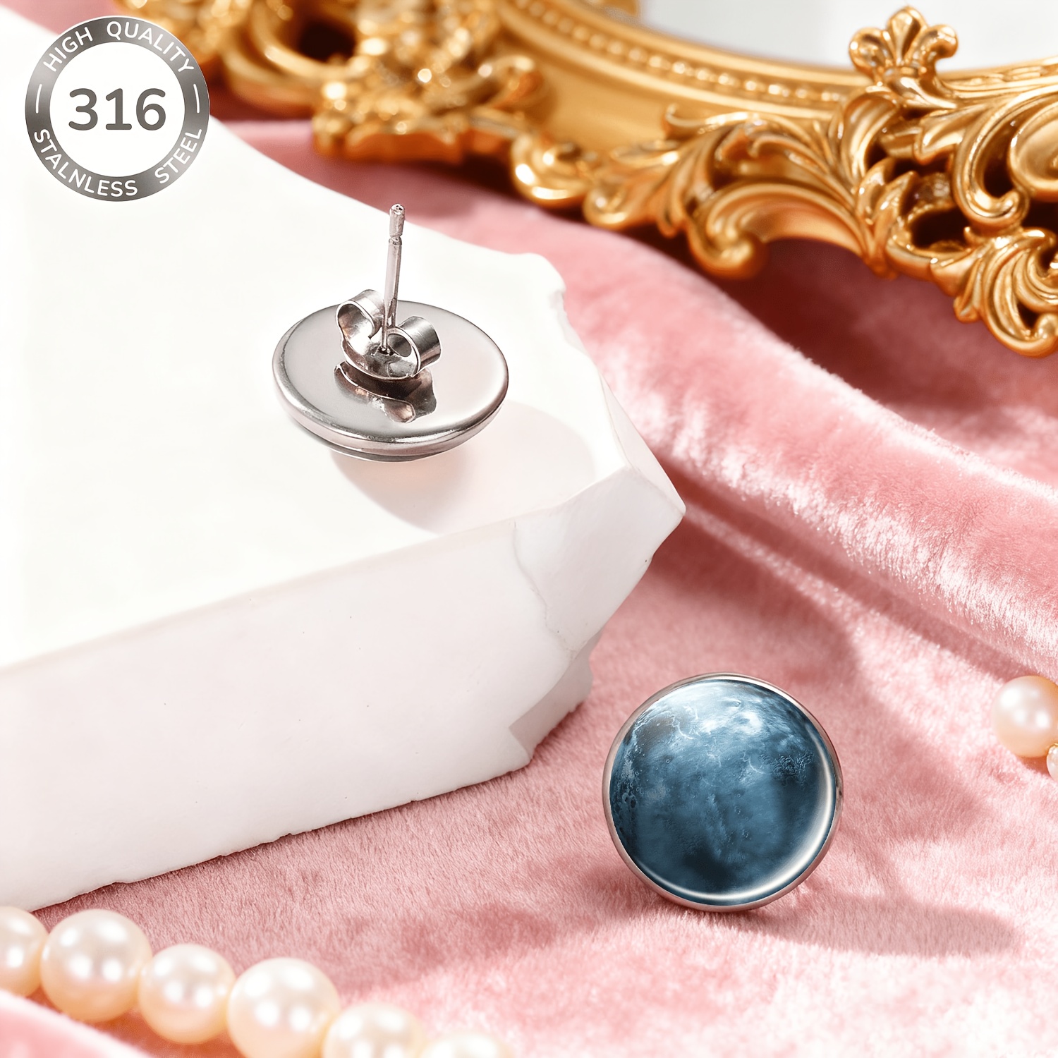 2-Pack 316 Stainless Steel Round Studs, Frost Planet Design
