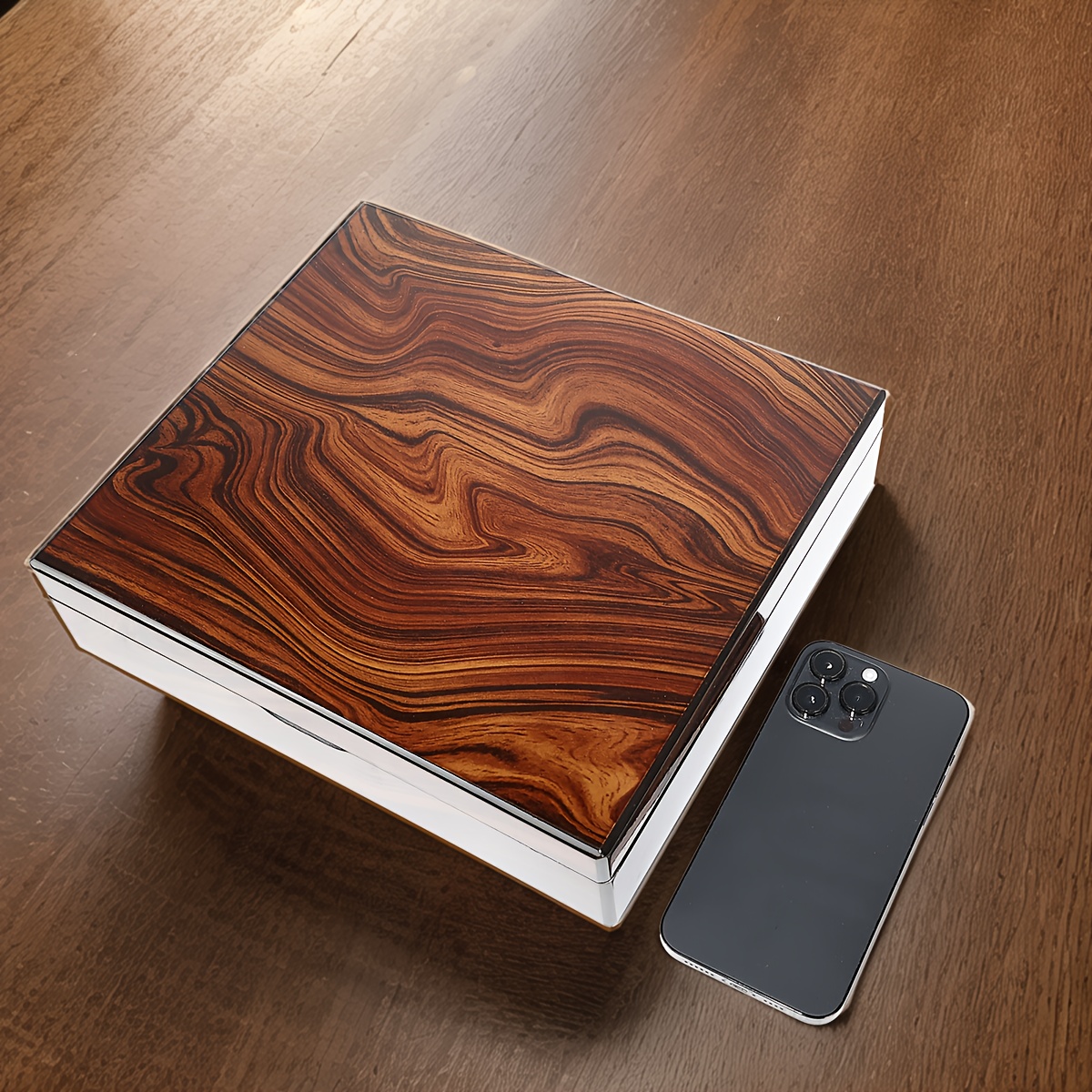 1 caja de almacenamiento de madera vintage elegante con diseño de grano de madera barnizada - Ideal para joyas, relojes y regalos para hombres y mujeres, incluye forro suave de seda, perfecta para el Día del Padre, el Día de la Madre y regalos navideños, cajas de joyas, cajas de joyas