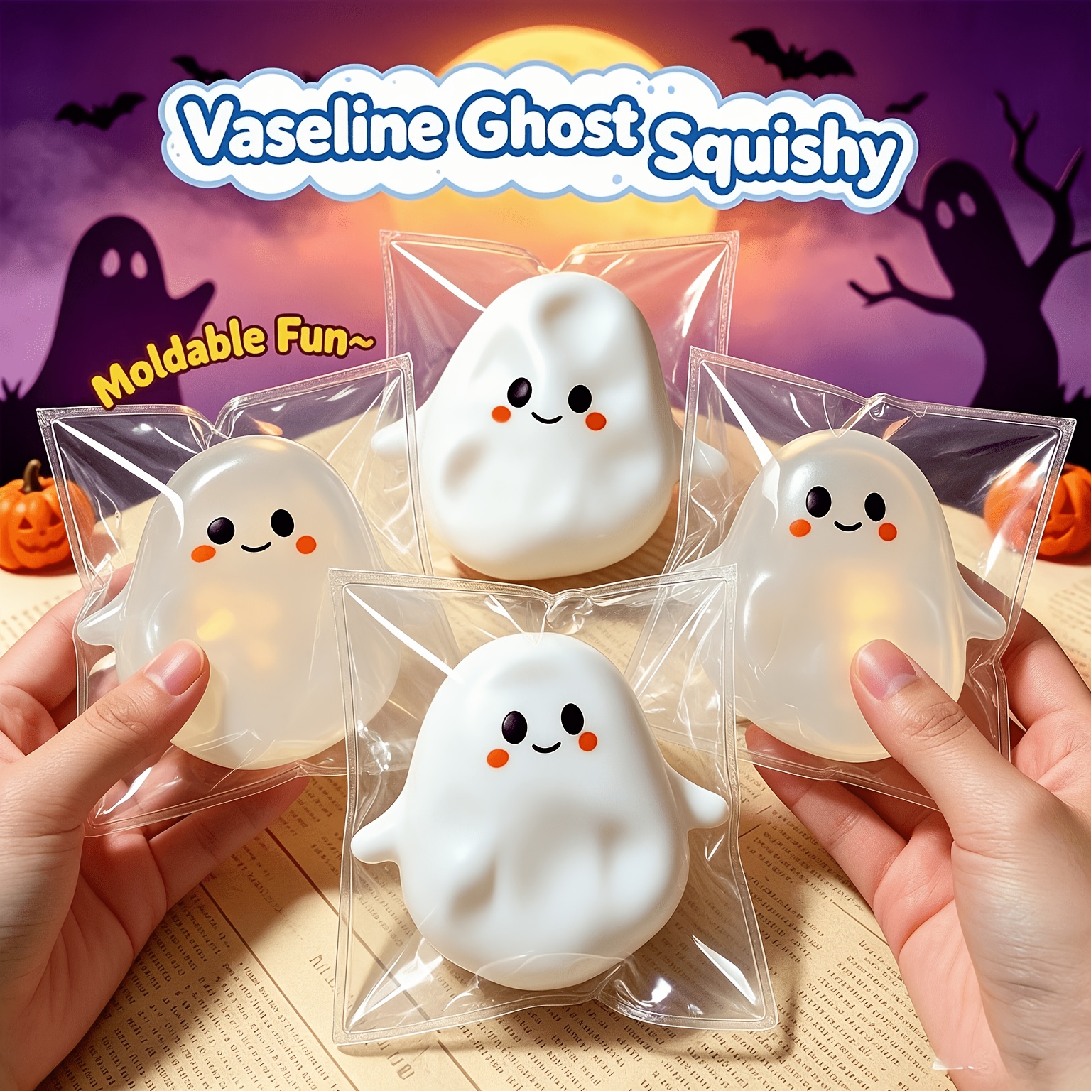 item picture 1pc   ghost toy halloween toy creative and   plastic toy party and birthday gift affordable toy halloween gift filler trick or treat multi item party gift soft squeezable play toy random color