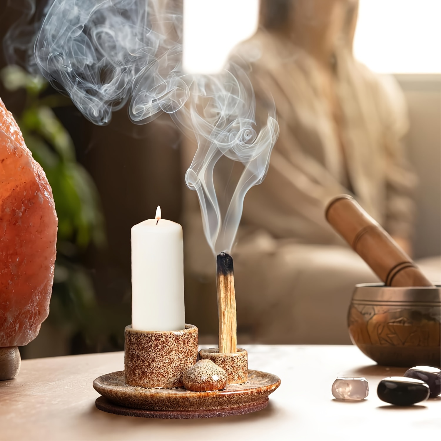 1pc 4in 1 ceramic   holder palo   holder sage holder for burning incense holder for sticks candle holder high quality ceramic burner aromatherapy burner for home decoration meditation yoga Product details 4