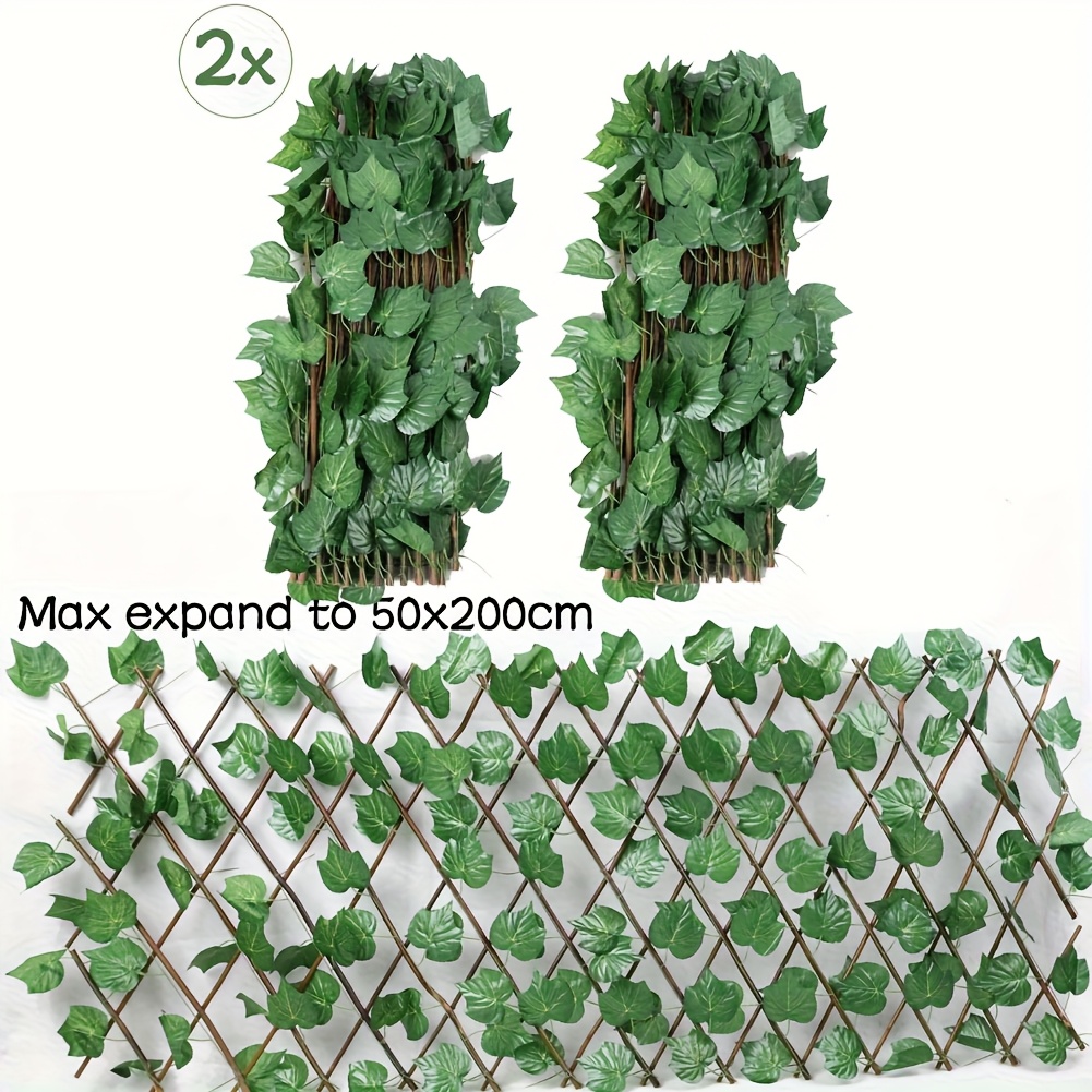 TEMU Set Of 2 Artificial Garden Trellises With Ivy Leaves For Privacy Screening, Ideal For Landscaping And Decorative Garden Fencing