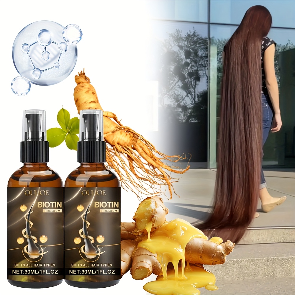 TEMU 2pcs Biotin With Biotin, Ginger Extract, Grape Seed Oil, Ginseng Dry And Damaged Hair Of Men And Women, Hair Scalp Massage Care, Nourishes & Hair For A Fuller Look, Gift