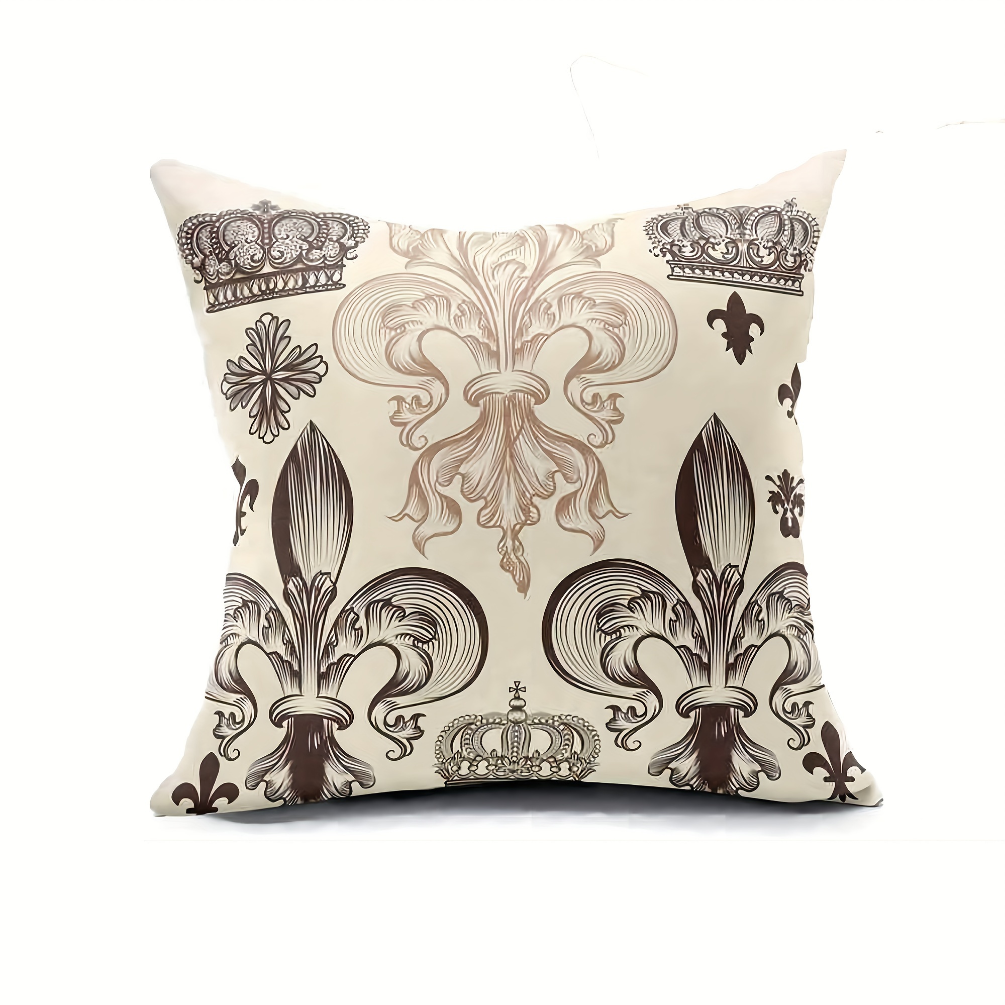 

1pc Fleur-de-lis Throw Pillow Covers Fleur-de-lis And Crowns Tiara Coat Of Arms Knight Decorative Soft Bedroom Sofa Pillowcase Cushion Couch Short Plush Decor (no Pillow Core)