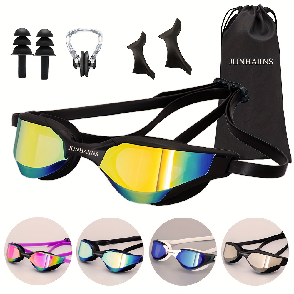 

Professional Adult Racing Swimming Goggles Nose Clip Earplugs Set, High- Electroplated Small Frame Swimming Goggles With Silicone Gasket Swimming Goggles Belt Storage Bag Set.