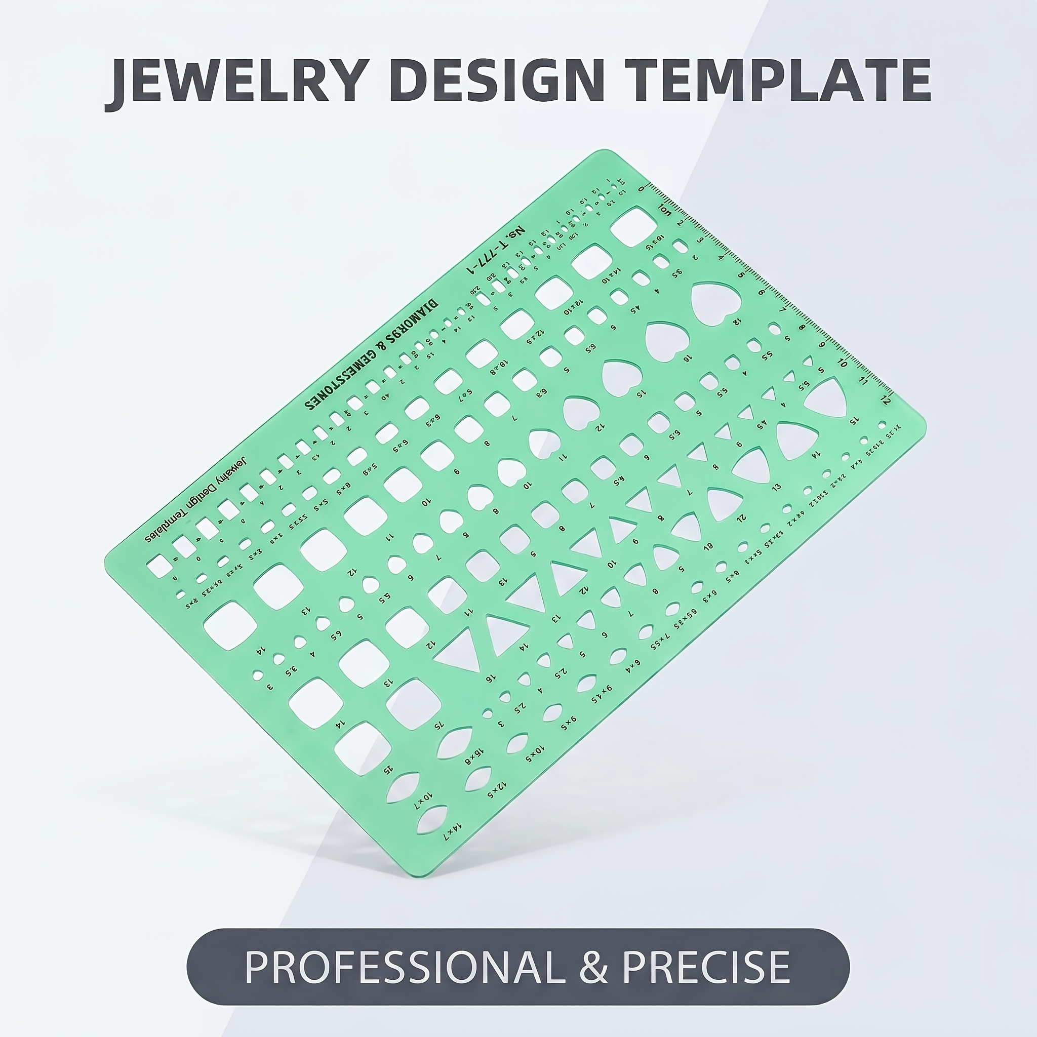 TEMU 1pc Transparent Plastic Jewelry Design Template Ruler With Scale Bar & Diamond/gemstone Shapes - Reusable Suitable For Sketching, Prototyping,
