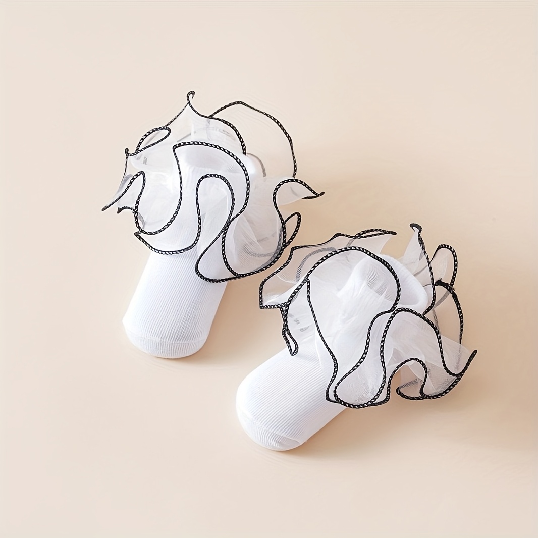 E-shop 1 Paar Knöchelsocken - Weiches Atmungsaktives Mesh mit Rüschenbesatz, Einfarbige Ganzjahres--Socken, Nur Handwäsche, Sanfte Stoffstruktur, Feine
