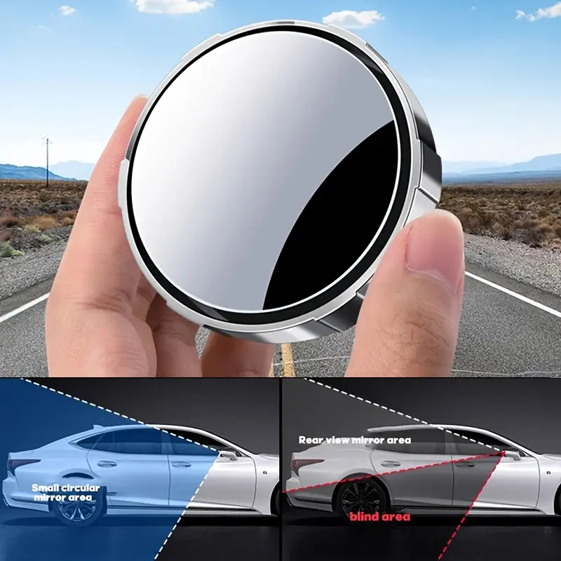 2pcs blind spot automotive side 2 2 round hd glass convex rear view 360 rotating wide angle side rear view with vacuum suction cup abs housing adjustable rearview for car suv truck universal vehicle details 2