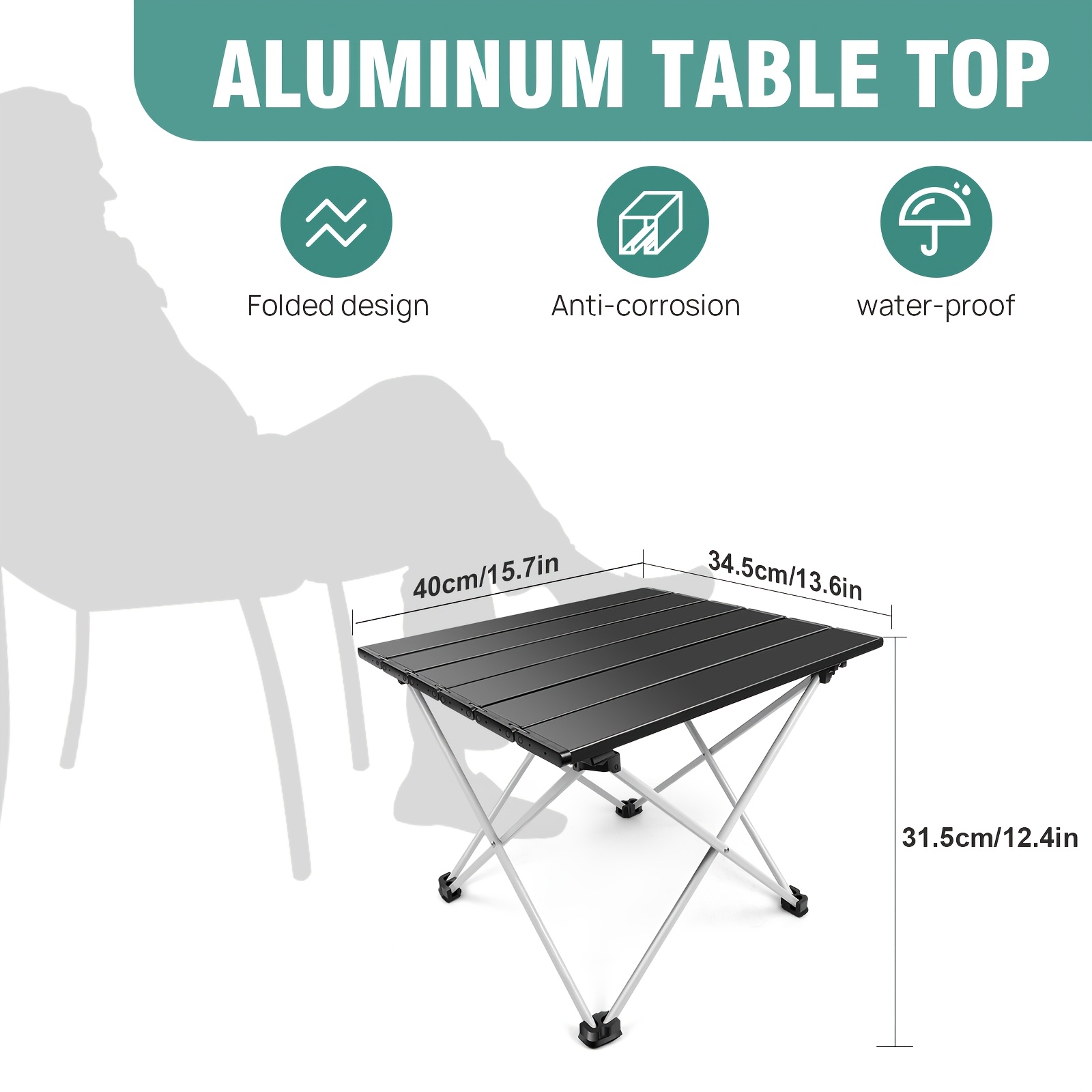 TEMU Lightweight Folding Mini Dining Table, Outdoor Cafe, Balcony Table, Portable Camping Table, Foldable Trestle Table, Folding Garden Table With