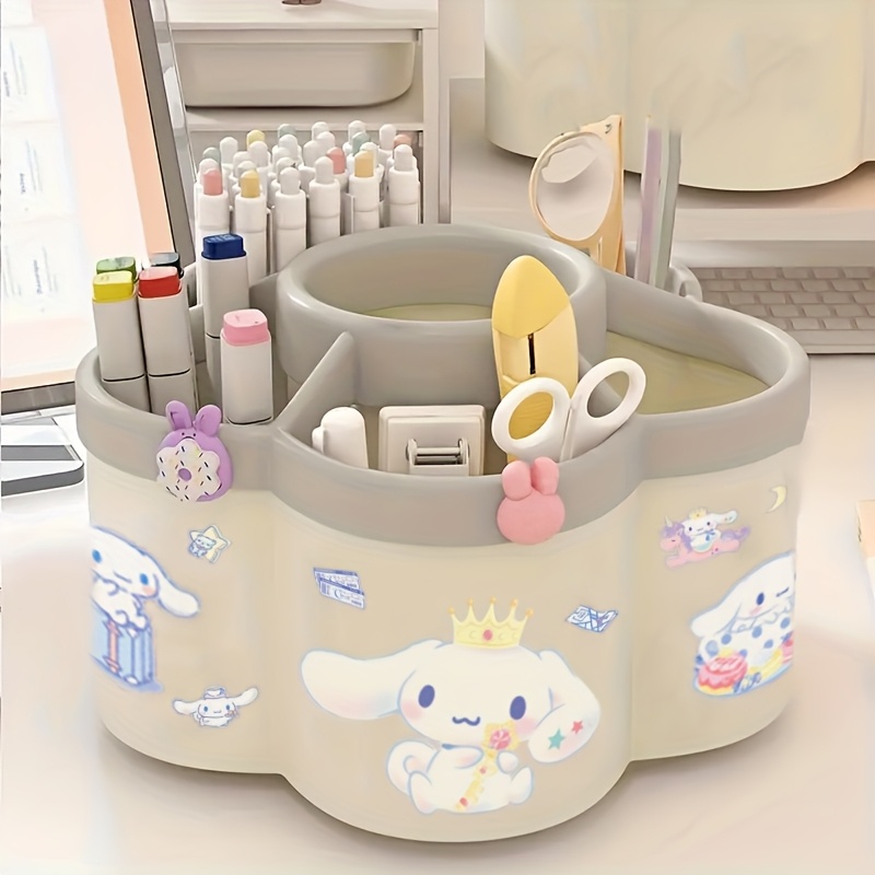 

Sanrio Melody And Cinnamoroll, A Cartoon-themed 360° Rotating Pen Holder - A Large-capacity Multifunctional Desk Organizer, Suitable For Office Supplies, Makeup Pens, And Student Stationery.