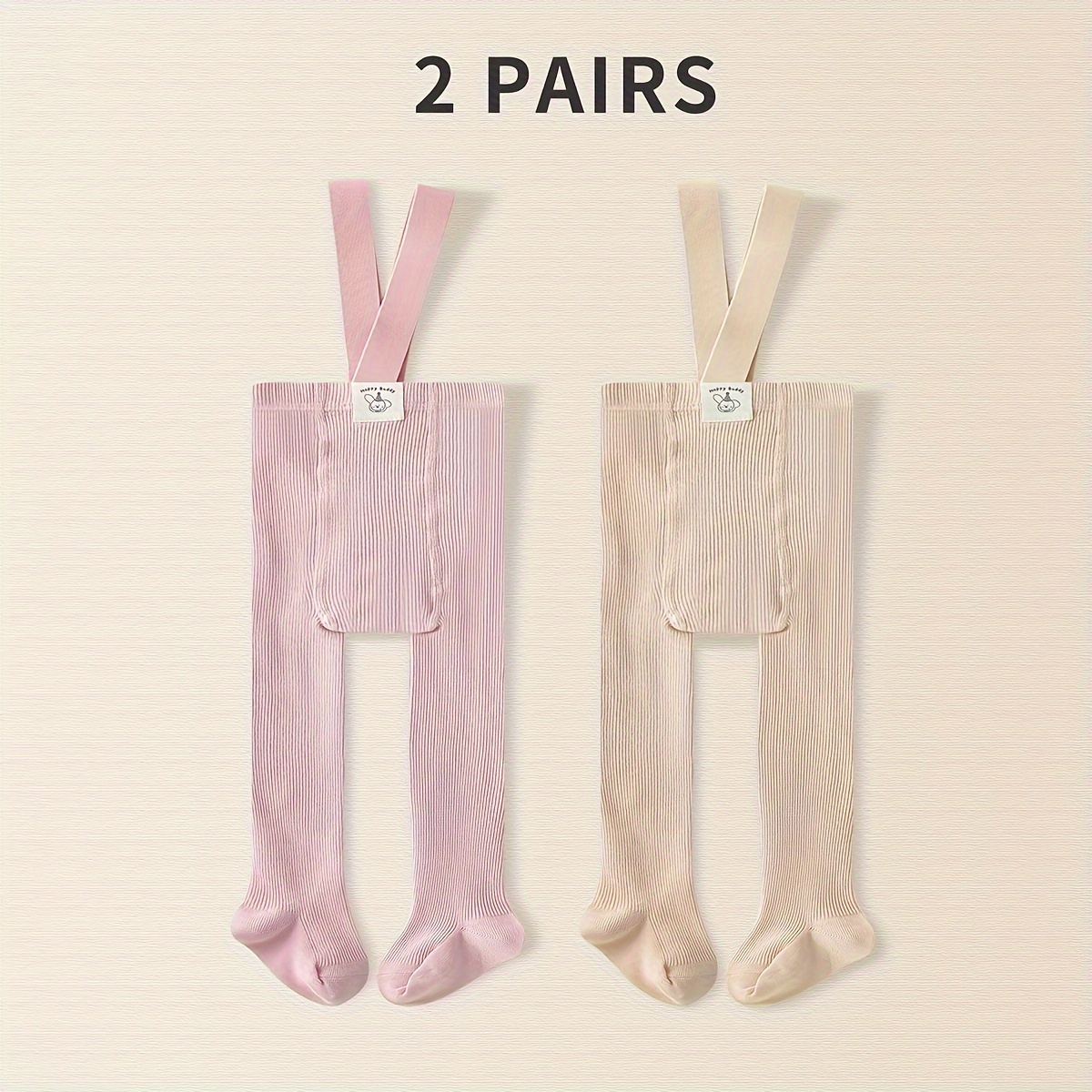 Image of 2pcs Kids Tights Baby Toddler Leggings Socks Unisex Strap Pantyhose For Wear - Soft, Breathable, Comfortable, And Versatile Outdoor Wear For Spring And Fall