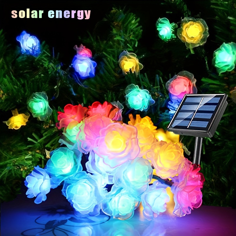 1pc 20led/30led/50led Solar 8-mode Rose Light String, Light Strip, Romantic Decorative Light For Valentine's Day Wedding Proposal Garden, 1 String
