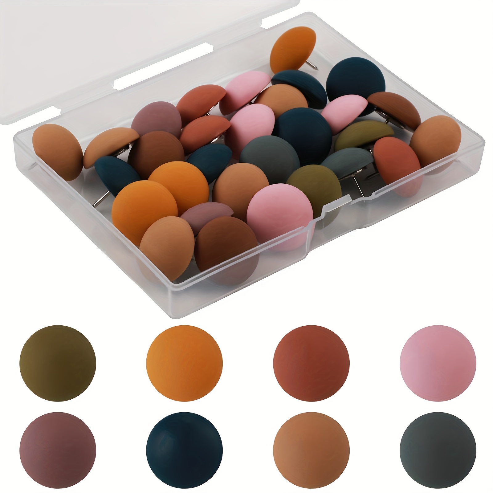 Image of 15pcs Matte Push Pins, Colorful Round Map Pins Resin Decorative Push Pins Reusable Cute Thumb Tacks For Cork Boards, Photos, Calendar, Home, Office, Packed In Box
