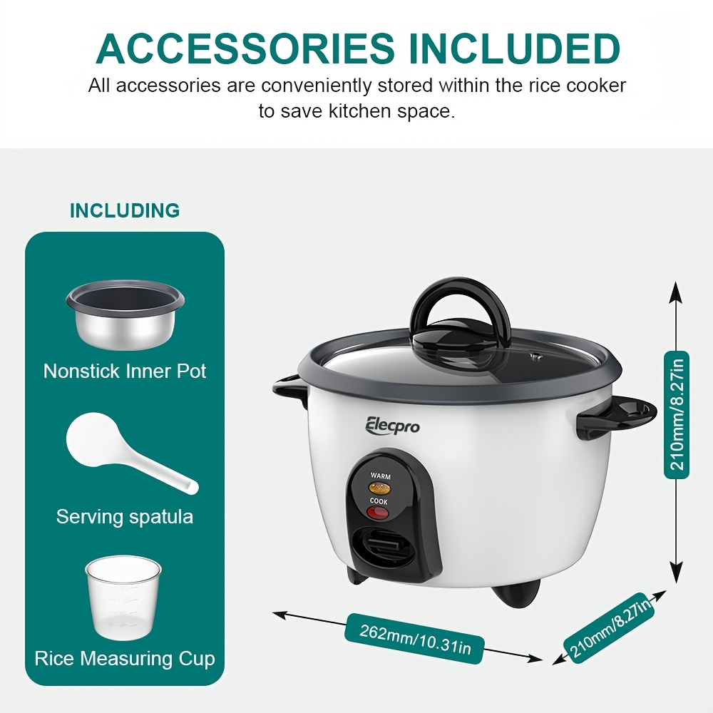 Elecpro Mini Rice Cooker 3 Cup Rice with Steamer, Portable Small Food Steamer, Removable Food Grade Non-Stick Inner Pot, Keeps Warm, Suitable for Grains, Soups, Porridge, Coarse Grain Elecpro Mini Rice Cooker 3 Cup Rice with Steamer, Portable Small Food Steamer, Removable Food Grade Non-Stick Inner Pot, Keeps Warm, Suitable for Grains, Soups, Porridge, Coarse Grain