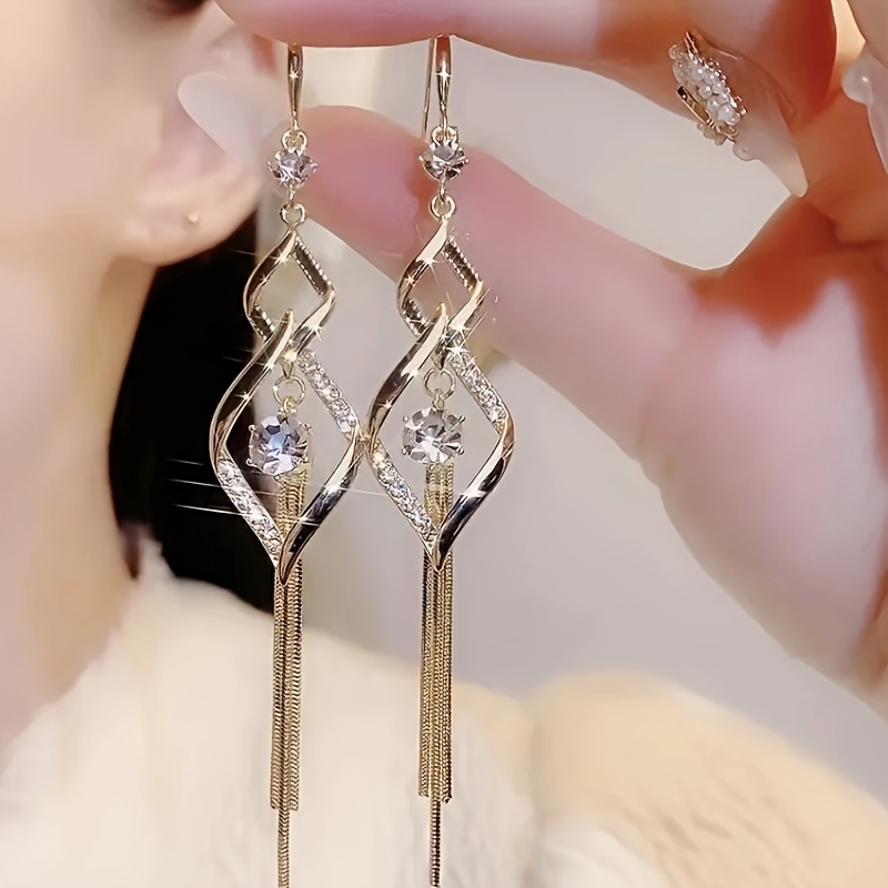 

Ss9252 Silver Needle Earrings Long Geometric Diamond-shaped Earrings For Women Fashion Temperament High-grade Earrings, The Perfect Gift For Girlfriend And Female Girlfriends