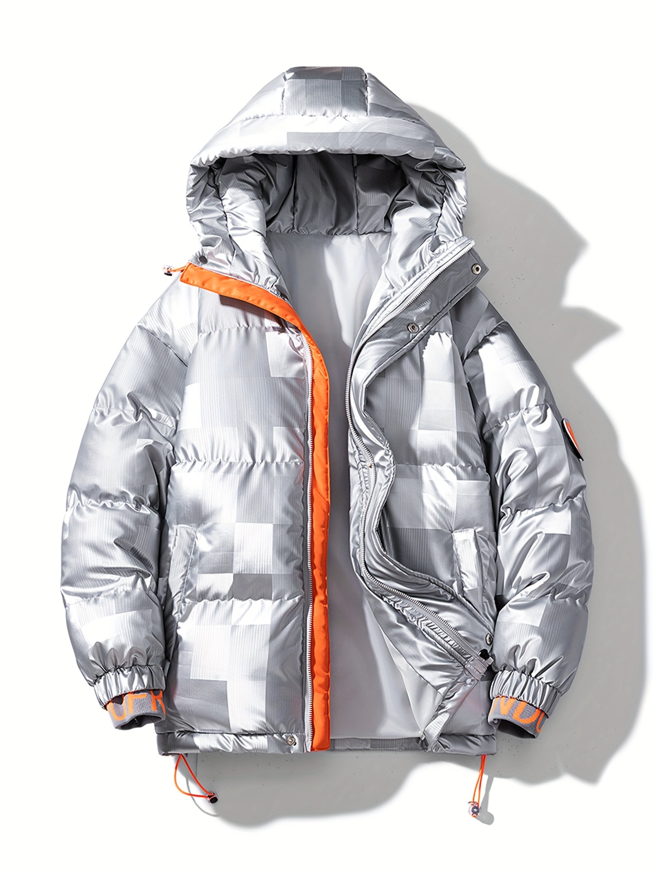   water obm stylish jacket trendy and versatile shiny casual coat for men thick and warm with a hood   winter wear