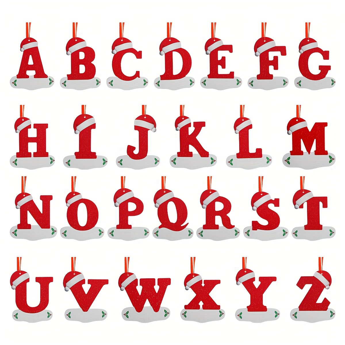 

1pc Classic Christmas Tree Alphabet Pendant, 26pcs Santa Hat Letter Ornaments, Diy Word Hanging Decorations, Material, Indoor Decor For Christmas And New Year, Christmas Decorations