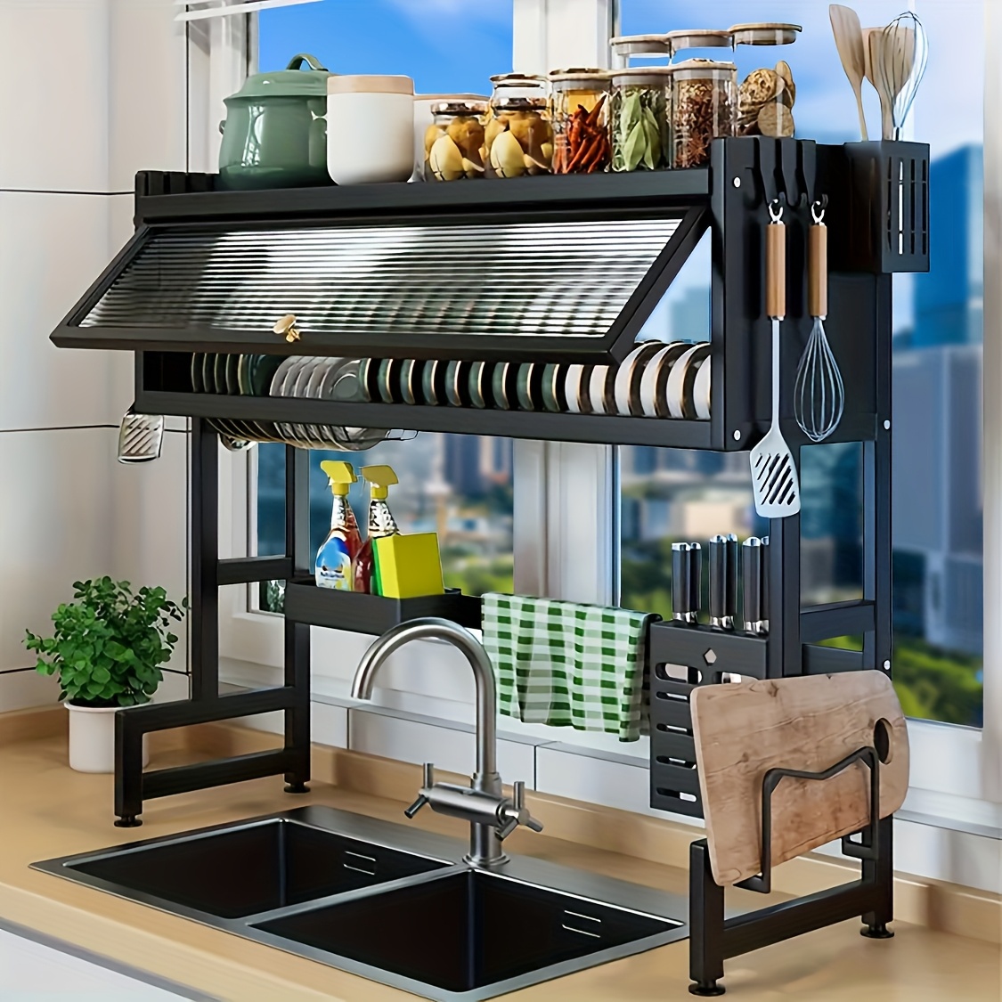 Large Item 1Pc Sink Dish Rack Lid Dish Drying Rack Space