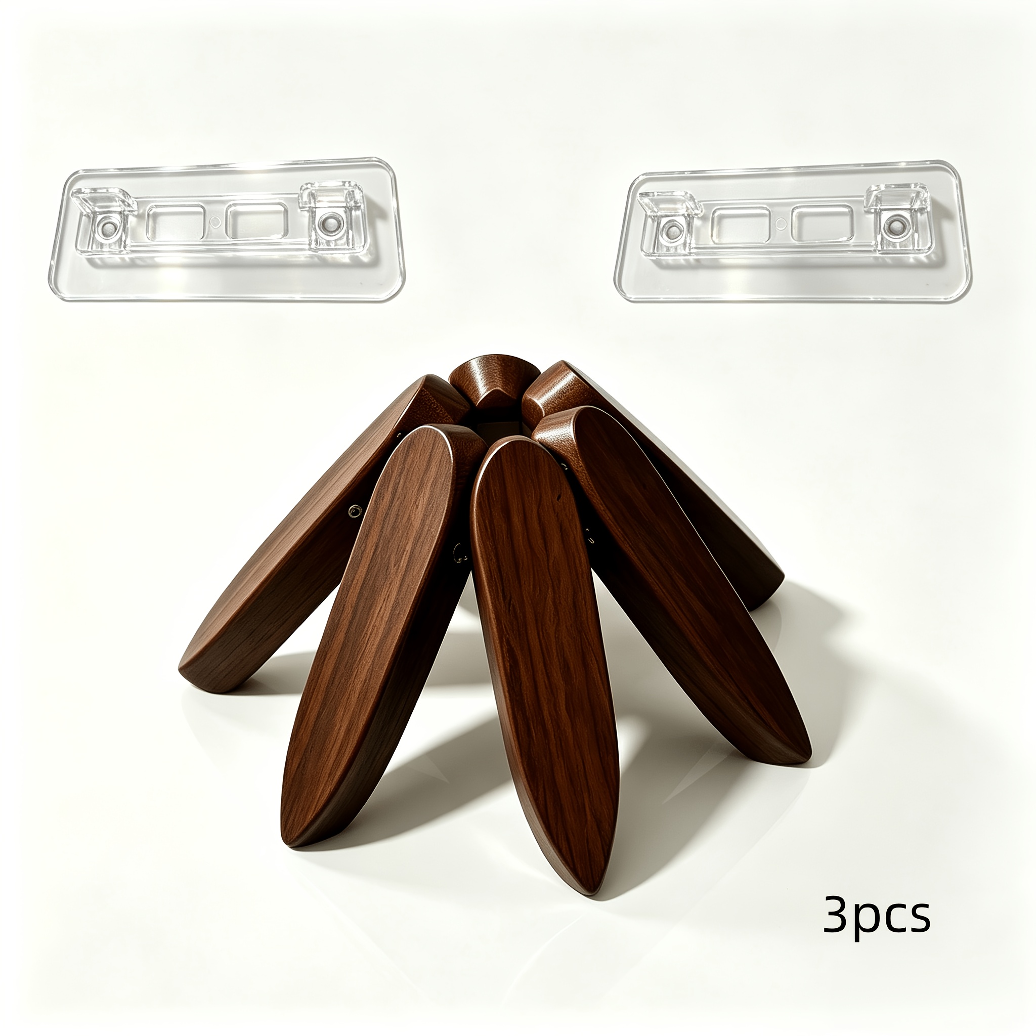 TEMU Ensemble d'ustensiles de cuisine 3 pièces, créatif, pliable, en bois , avec support de pot et plateau de support d'étagère amovible , protection