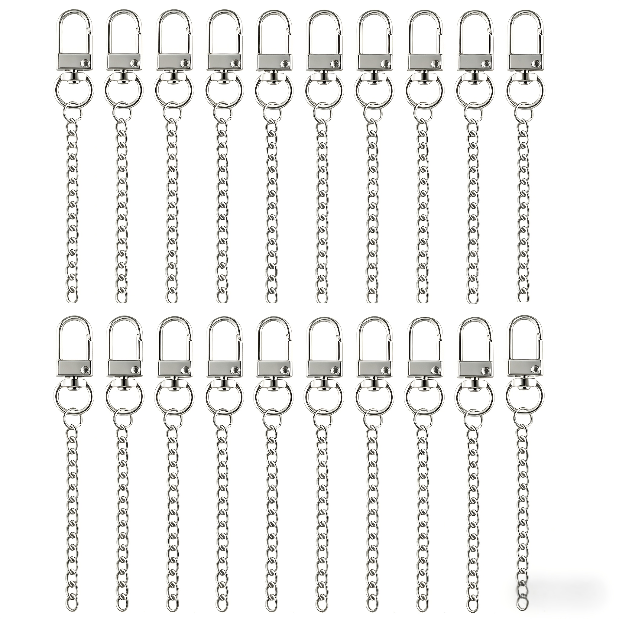 TEMU 20pcs Keychain Making Kit With Swivel Hook Clasps, Clasps, Extension Chains, Keychain Clips, And Key Rings For Diy Craft Supplies, Keychain Bag