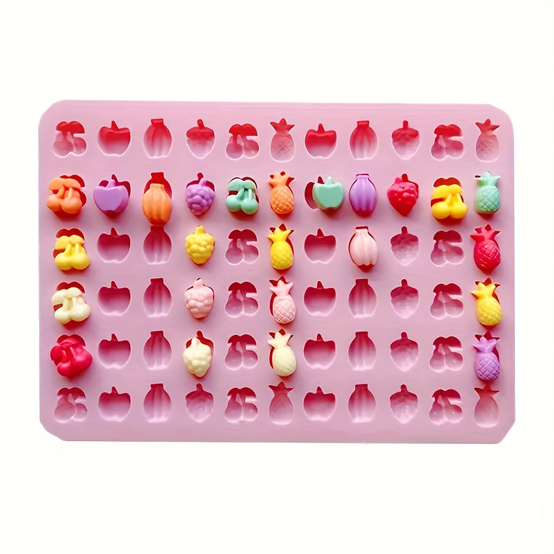 

1pc, 66-cavity Fruit Theme Silicone Mold, For Diy Candy & Ice Cubes, Baking Mold For Desserts Cakes Chocolates And , Pink, Suitable For Bakery Pastry Shop Use