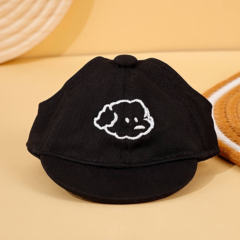 TEMU Dog Clothing And Accessories Set - Adjustable Dog Sun Hat With Cartoon Dog Embroidery Pattern, Suitable For Small And Medium-sized Cats And Dogs