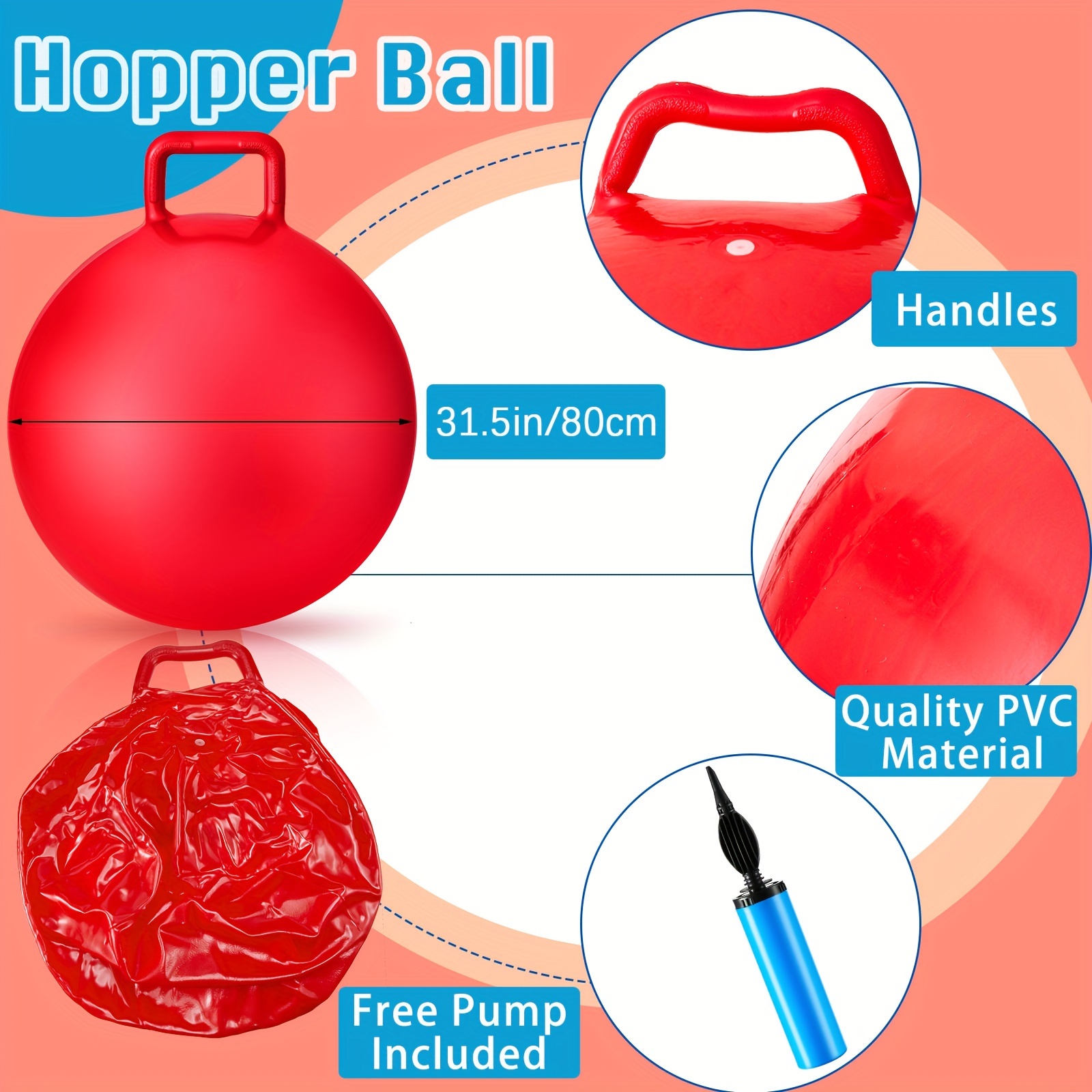 Red bouncy ball with handle online