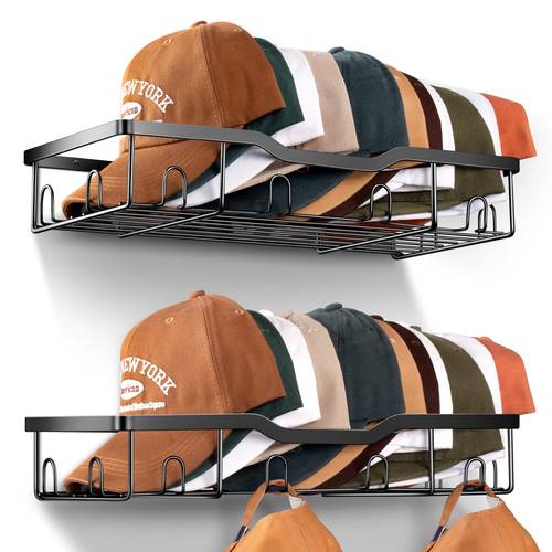 2 packs sturdy wall mounted hat storage organizer metal cap holder baseball cap wall cap organizer suitable for 20 hat holders