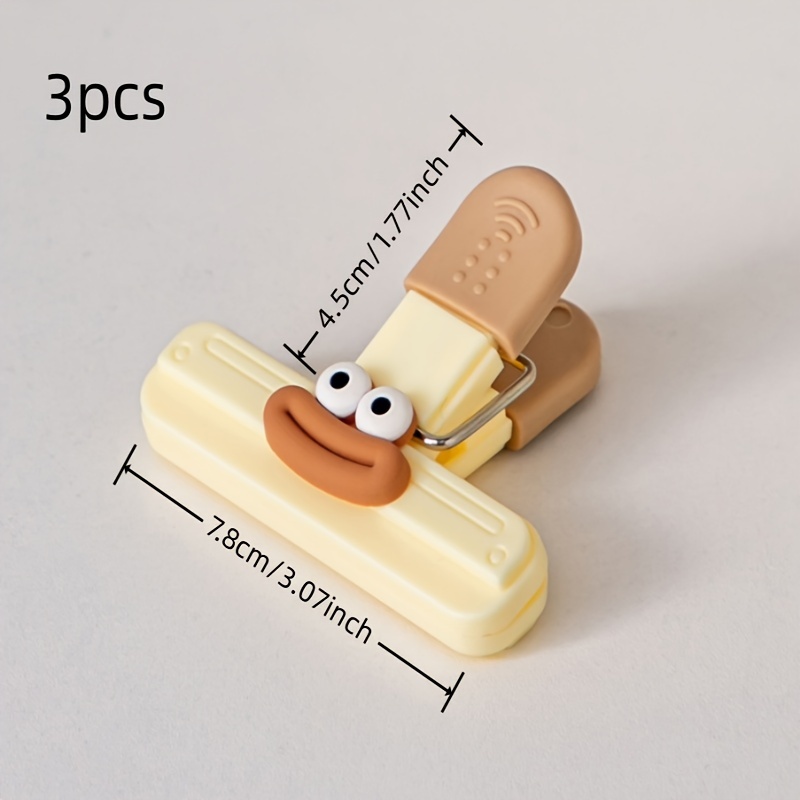 TEMU 3pcs Cute Cartoon , -functional Sealers, Moisture- Storage For , , School - Plastic Bag Sealing For Storage Accessories