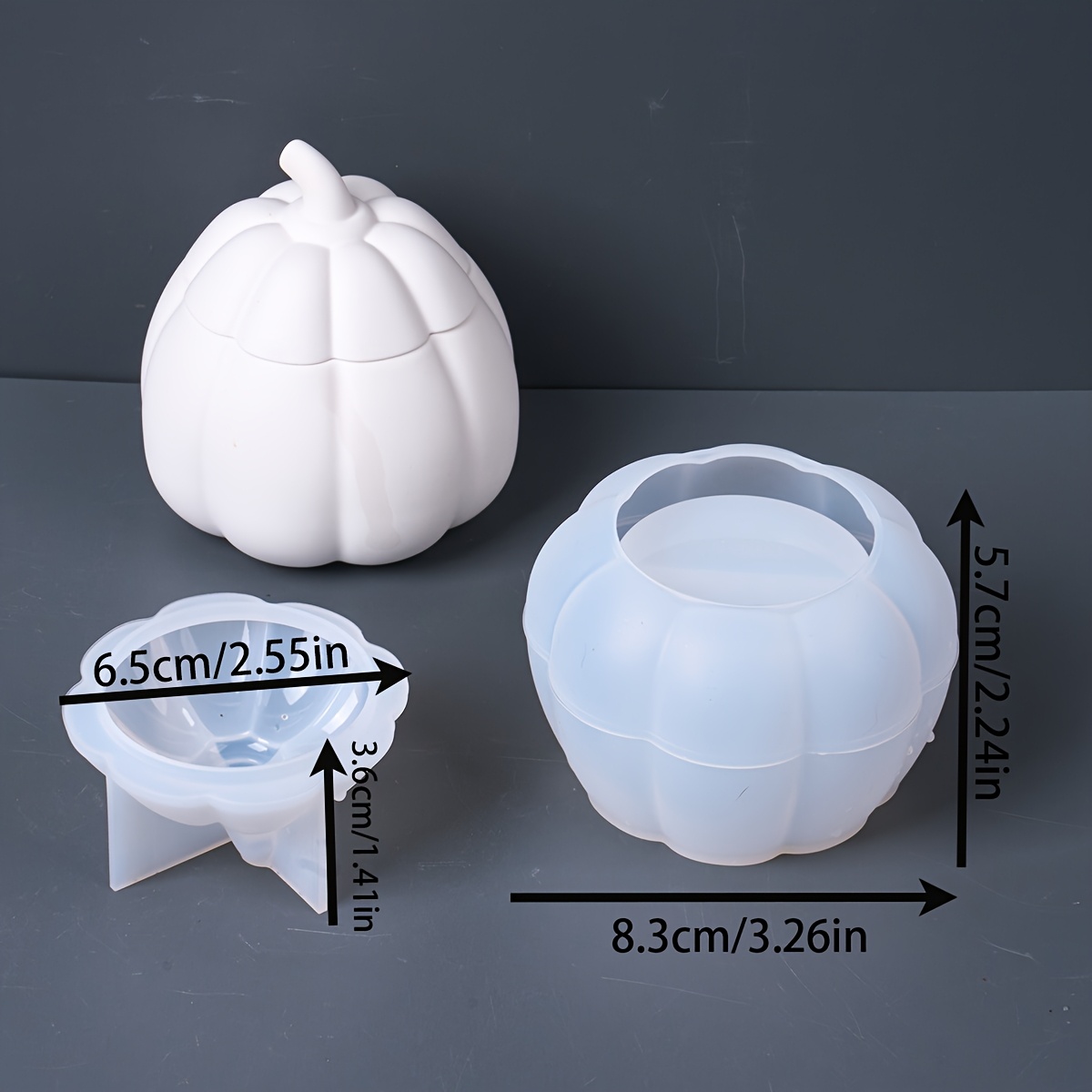 TEMU Pumpkin Candlestick Silicone Mold Halloween Jewelry Storage Jar Epoxy Resin Molds Candle Holder Concrete Cement Mold Wax Container Thanksgiving