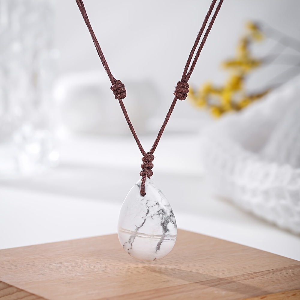 Natural Stone Amethyst & Lapis Lazuli Drop Pendant Necklace